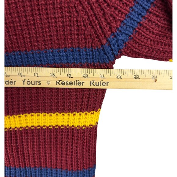 Vintage Westchester Classics Sweater XL Red Striped Heavy Cable Knit Crew Neck - Picture 4 of 8